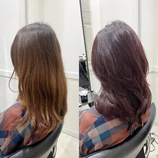 セミロング ブリーチ縮毛矯正/ 髪質改善/韓国のヘアスタイル