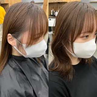 ミディアム カラー 🌱小顔魅せカット 透明感カラー/泉綺のヘアスタイル