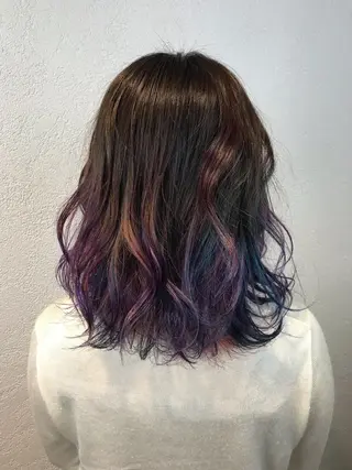 ミディアム カラー デザインカラー🌈 高木リョウのヘアスタイル