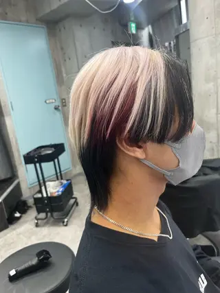 ショート カラー メンズ インナーカラー/ウル フ/ハイトーン/丈士のヘアスタイル