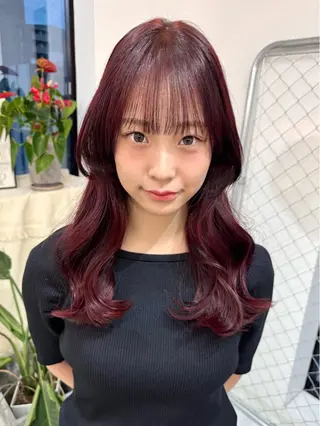 ロング カラー パーマ ヘアアレンジ メンズ キッズ ハイトーン/ピンク 💗モモ໒꒱のヘアスタイル
