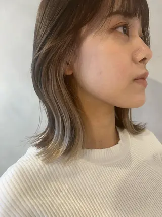 ミディアム カラー ピンク/ベージュ /似合わせ/田島百華のヘアスタイル