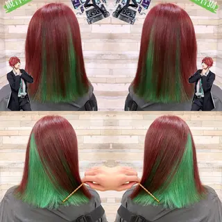 ミディアム カラー "PEPPU "所属・派手髪、ハイトーン ショートヘアShinのヘアスタイル