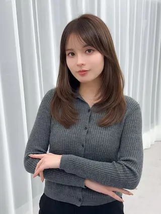 ミディアム カラー ヘアアレンジ 最小顔周り&レイヤー 特化/池袋/kokiのヘアスタイル