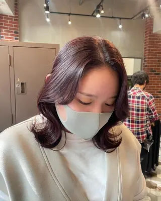 ミディアム カラー ヘアアレンジ 酸性縮毛矯正🧴韓国 レイヤー/髪質改善のヘアスタイル