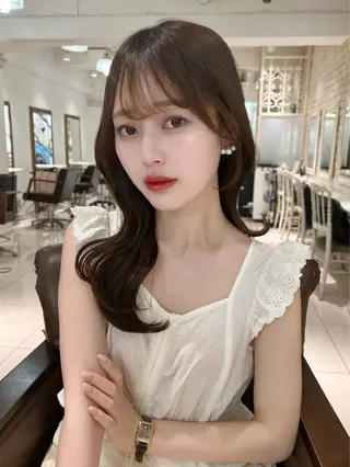 ロング カラー ﾊﾙｶ🎀縮毛矯正 💎韓国風マツエクのヘアスタイル
