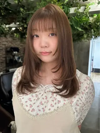 セミロング 艶カラー/フェイス レイヤー/たむのヘアスタイル