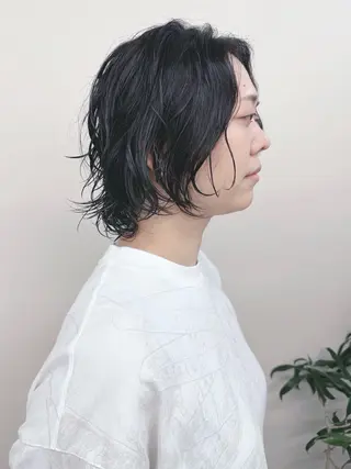 ミディアム パーマ とうい/パーマボブ/ くせ毛/丸みボブのヘアスタイル