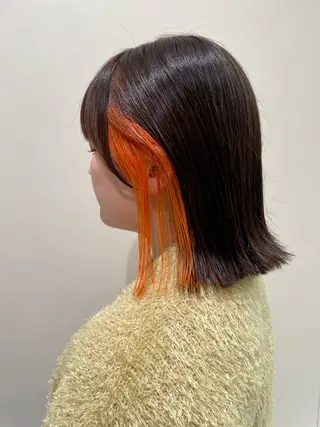 ミディアム カラー ボブ/インナーカラー /眉毛/Miyuのヘアスタイル