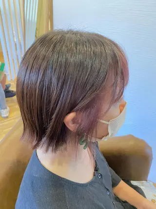 ミディアム カラー ブリーチなしWカラー /酸性ストレート河本のヘアスタイル