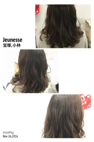 セミロング カラー パーマ 山内 聡史のヘアスタイル