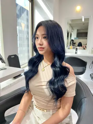 ロング カラー パーマ ヘアアレンジ メンズ キッズ 上品＆韓国風 🥀海心🥀のヘアスタイル