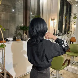 ミディアム カラー 植村 海音のヘアスタイル