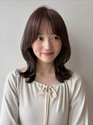 ミディアム 似合わせ/透明感 /レイヤー/りほ🤍のヘアスタイル