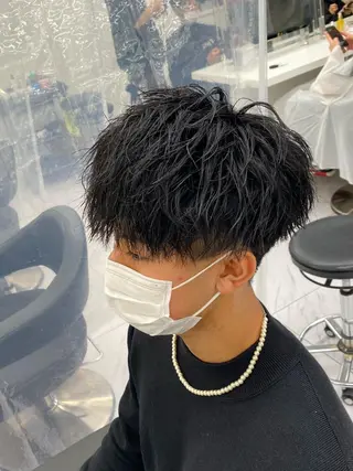 ショート パーマ ヘアアレンジ メンズ アイブロウ メンズ特化 水口湧太のヘアスタイル