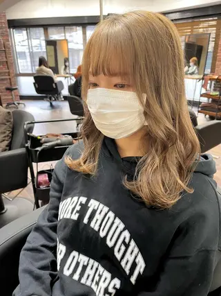 セミロング カラー ヘアアレンジ 🤍清楚系 韓国レイヤー🤍拓朗のヘアスタイル