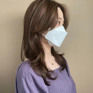 セミロング カラー 韓国レイヤー　 suzuのヘアスタイル