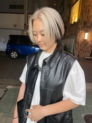 ミディアム カラー カットモデル/ ハイトーン/ゆうあのヘアスタイル