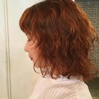 ミディアム パーマ 銀座🤍ボブ/ ミディアム/佐野夢美のヘアスタイル