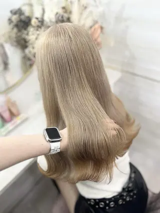 ロング カラー みらい🖤ブリーチ 縮毛矯正モデル募集のヘアスタイル