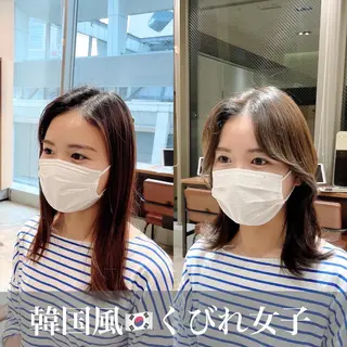 ミディアム カラー 本格韓国ヘア🇰🇷 【uni】キューさんのヘアスタイル