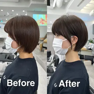 ショート ショートヘア くすみカラー、大場猛のヘアスタイル