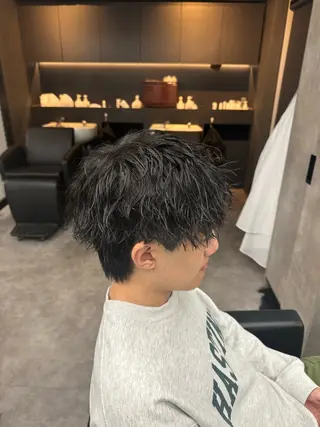 ショート パーマ メンズ 【曲がる縮毛矯正】 モデル募集🙋カツヤのヘアスタイル