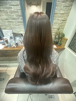 ロング カラー 透明感ブラウン／縮毛 矯正／髪質改善🌿のヘアスタイル