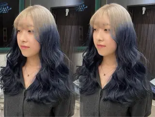カラー ユイ☆ハイトーン ☆ブリーチデザインのヘアスタイル