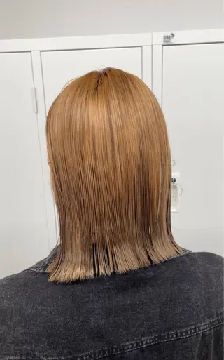 ミディアム カラー レイヤーパーマ/ ショートパーマ/横浜のヘアスタイル