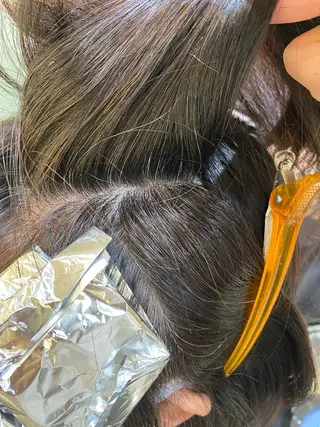 ミディアム カラー 細めハイライト🩶 ボブ/レイヤーカットのヘアスタイル