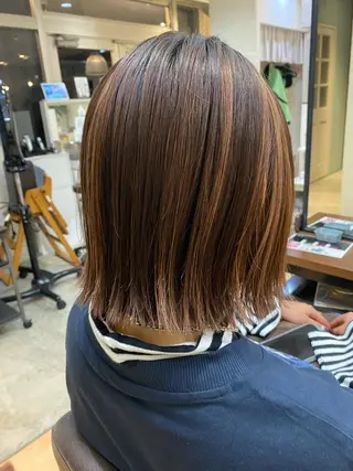 ミディアム カラー ショートカット パーマ石井のヘアスタイル