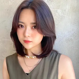 ミディアム カラー パーマ ヘアアレンジ Surpass所属・🌈小顔似合わせ SHIHO🌈のヘアスタイル