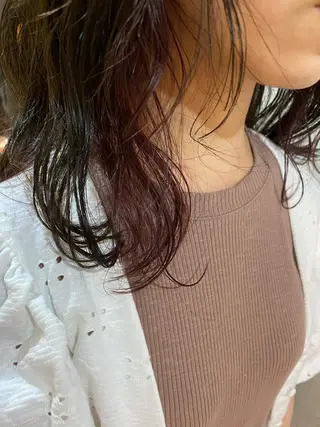 セミロング カラー ヘアアレンジ 切りっぱなしボブ/ デザインカラー店長のヘアスタイル
