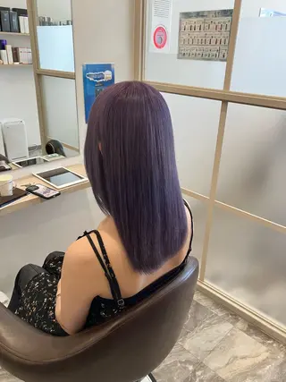 ミディアム カラー ブリーチ毛縮毛矯正 長谷川のヘアスタイル