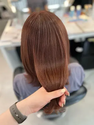 セミロング カラー 韓国風顔まわり/ベー ジュ/マツエク♡美咲のヘアスタイル