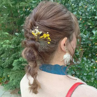 セミロング ヘアアレンジ 福島成美/髪質改善 縮毛矯正/カラーのヘアスタイル