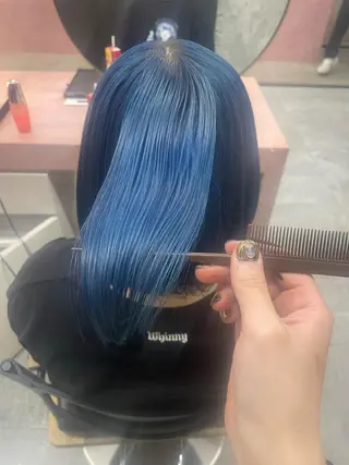 ミディアム カラー 鈴木瑛里／ブロンド ベージュ／男女のヘアスタイル