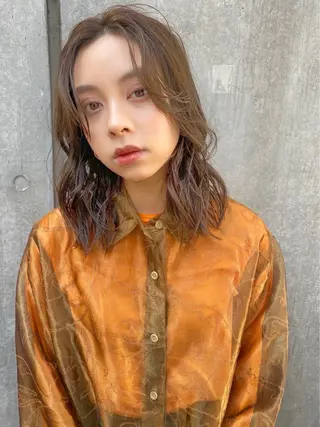 ミディアム パーマ ボブ/レイヤー/透明 感カラー/dai🌿のヘアスタイル