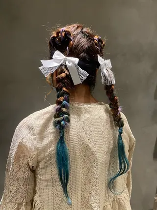 ロング ヘアアレンジ デザインカラー❤︎ イシイレイのヘアスタイル