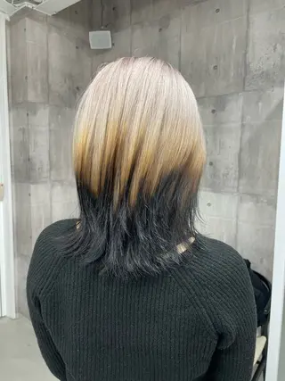 ミディアム カラー 錦 茉李のヘアスタイル