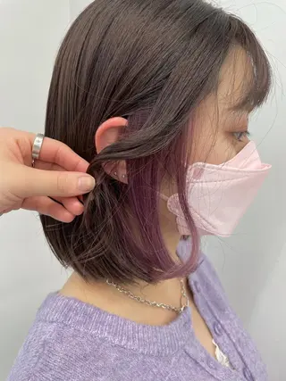 ミディアム カラー ヘアアレンジ 🦄インナーカラー 🦄貫井彩花のヘアスタイル