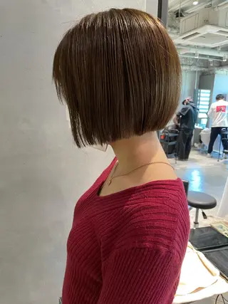 ショート 美髪矯正/艶カラー ボブ/栄/鐘ヶ江純也のヘアスタイル