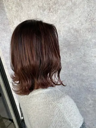 ミディアム カラー パーマ 【earth】オガタ 🫧髪質改善縮毛🫧のヘアスタイル