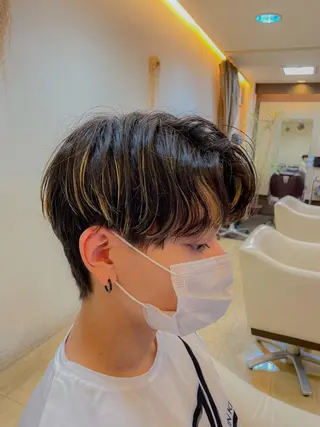 ミディアム カラー メンズ メンズパーマ 赤司 泰樹のヘアスタイル