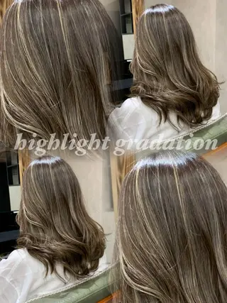 セミロング カラー ヘアアレンジ グランルッソ所属・岡山× バレイヤージュカラーのヘアスタイル