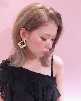 セミロング カラー ♡ma ki♡のヘアスタイル