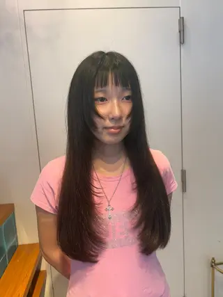 ロング カラー RIN／💫 レイヤーカット／韓国のヘアスタイル