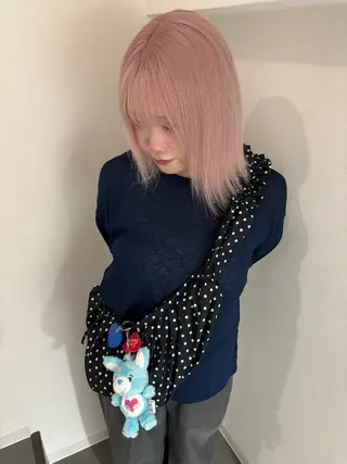 ミディアム カラー MONIQA sakae所属・hina/ハイトーン /ピンクカラー🎀のヘアスタイル