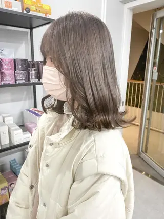 セミロング カラー ヘアアレンジ 🌷FUKA🌷 まろやかハイトーンのヘアスタイル